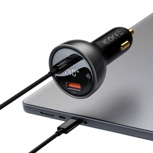 Car charger Baseus Superme, USB, USB-C, 140W (black) image 5