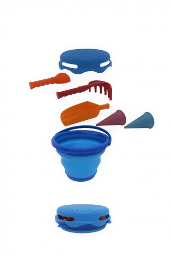 COMPACTOYS Pludmales spainis ar smilšu kastes rotaļlietām 7-in-1, zils image 5