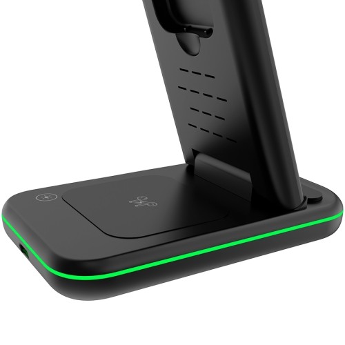 CANYON WS-304, Foldable  3in1 Wireless charger, with touch button for Running water light, Input 9V/2A,  12V/1.5AOutput 15W/10W/7.5W/5W, Type c to USB-A cable length 1.2m, with QC18W EU plug,132.51*75*28.58mm, 0.168Kg, Black image 5