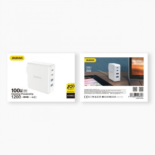 GaN 100W 2 x USB-C | 2 x USB fast charger Dudao A100EU - white image 5