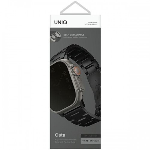 UNIQ pasek Osta Apple Watch 42|44|45| 49mm Series 1|2|3|4|5|6|7|8|SE|SE2|Ultra Stainless Steel czarny|midnight black image 5