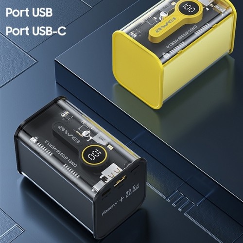 AWEI PowerBank P180K 20000mAh 22.5W czarny|black USB|PD + wyświetlacz image 5