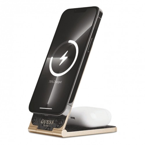 Guess Aluminum Desktop Wireless Magnetic Charger 2in1 4G Pattern Black image 5