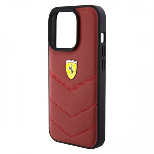 Ferrari FEHCP15LRDUR iPhone 15 Pro 6.1" czerwony|red hardcase Leather Stitched Lines image 5