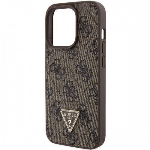 Guess GUHCP15LP4TDPW iPhone 15 Pro 6.1" brązowy|brown hardcase Leather 4G Triangle Strass image 5