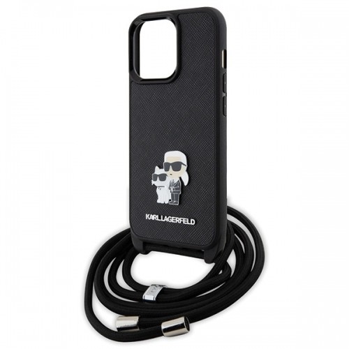 Karl Lagerfeld KLHCP13LSAKCPSK iPhone 13 Pro | 13 6.1" hardcase czarny|black Crossbody Saffiano Metal Pin Karl & Choupette image 5
