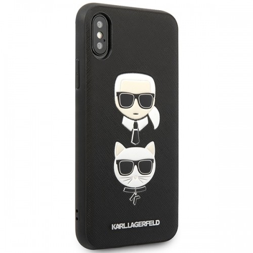 Karl Lagerfeld KLHCI65SAKICKCBK iPhone XS Max czarny|black hardcase Saffiano Karl&Choupette Head image 5