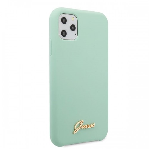 Guess GUHCN65LSLMGG iPhone 11 Pro Max zielony|green hard case Silicone Vintage Gold Logo image 5