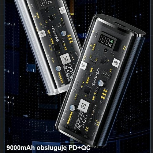 USAMS Powerbank 9000mAh PD 20W QC3.0+PD Dual-Port Fast Charge czarny|black 10KCD18901(US-CD189) image 5