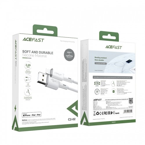 Acefast MFI USB cable - Lightning 1.2m, 2.4A white (C2-02 white) image 5