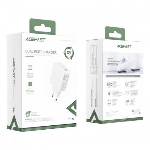 Acefast wall charger USB Type C | USB 32W, PPS, PD, QC 3.0, AFC, FCP white (A5 white) image 5