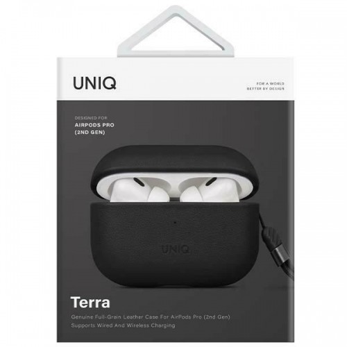Uniq case Terra AirPods Pro 2nd gen. Genuine Leather black|dallas black image 5