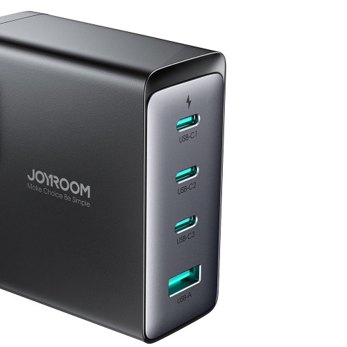 Fast charger GaN 140W 3 x USB-C | USB-A Joyroom JR-TCG05EU - black + USB-C cable - USB-C 240W 1.2m image 5