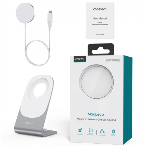 Choetech 15W Qi wireless inductive charger with MagSafe white (H046+T518-F) image 5