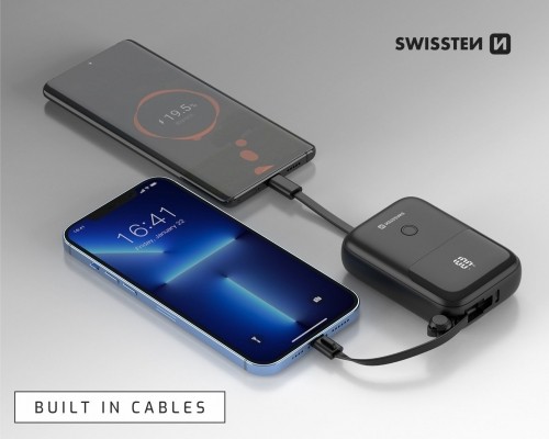 Swissten Power Bank с USB-C и Lightning Проводом 10 000 mAh 22.5W image 5