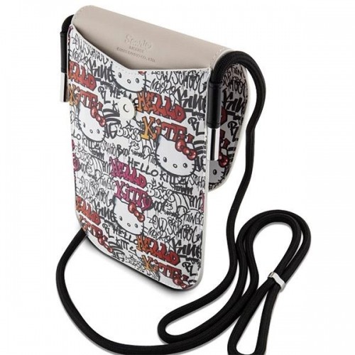 Hello Kitty Leather Tags Graffiti Cord bag - beige image 5