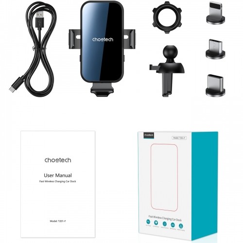 Choetech induction charger with holder + magnetic tips black (T201-F) image 5