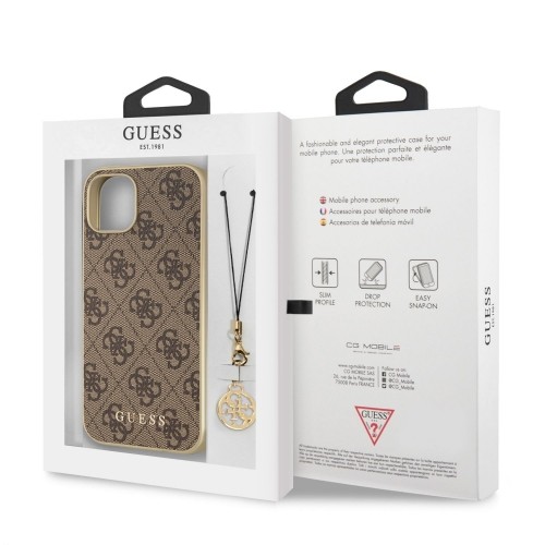 Guess 4G Charms Case for iPhone 13 Brown image 5