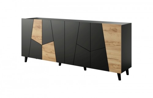 Halmar ETNA chest of drawers black mat/ black mat/ craft oak image 5