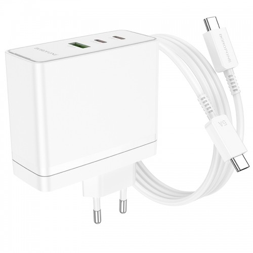 OEM Borofone Wall charger BN11 Imperial - USB + 2xType C - QC 3.0 PD 100W with Type C to Type C cable white image 5