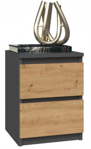 Top E Shop Topeshop M2 ANTRACYT/ARTISAN nightstand/bedside table 2 drawer(s) Anthracite, Oak, Wood image 5
