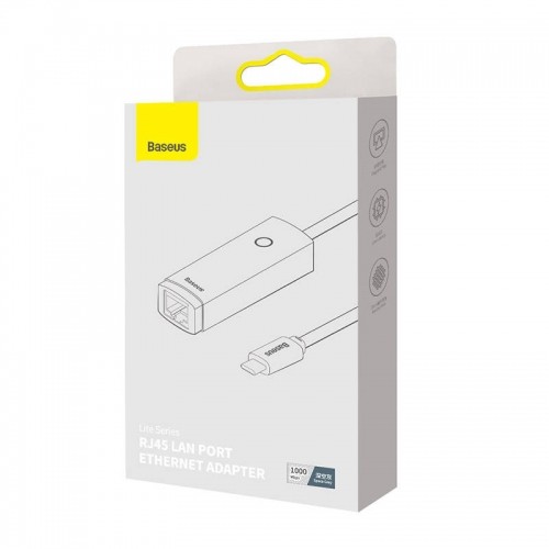 Baseus Lite Series USB Type C adapter - RJ45 LAN socket 1000Mbps black (WKQX000313) image 5