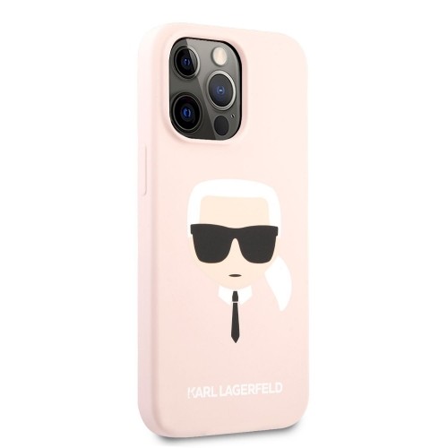 KLHCP13XSLKHP Karl Lagerfeld Liquid Silicone Karl Head Case for iPhone 13 Pro Max Light Pink image 5