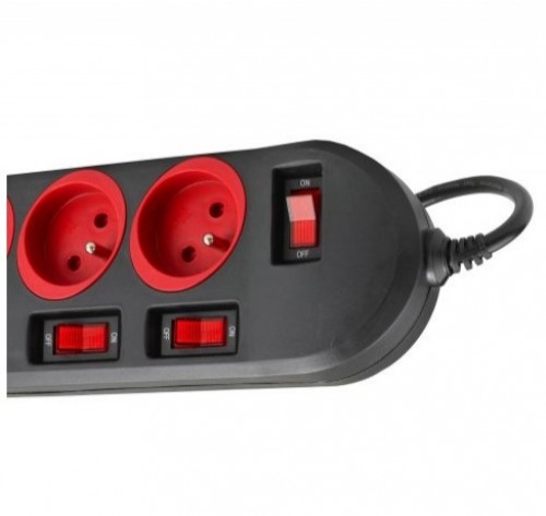Maclean MCE204 power extension 1.5 m 5 AC outlet(s) Indoor Black, Red image 5