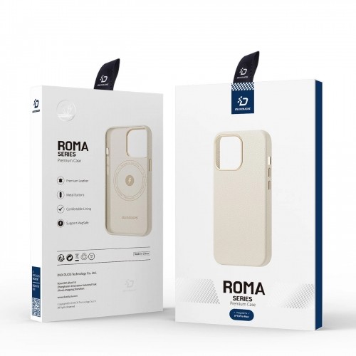 Dux Ducis Roma leather case for iPhone 13 Pro Max elegant genuine leather case white image 5