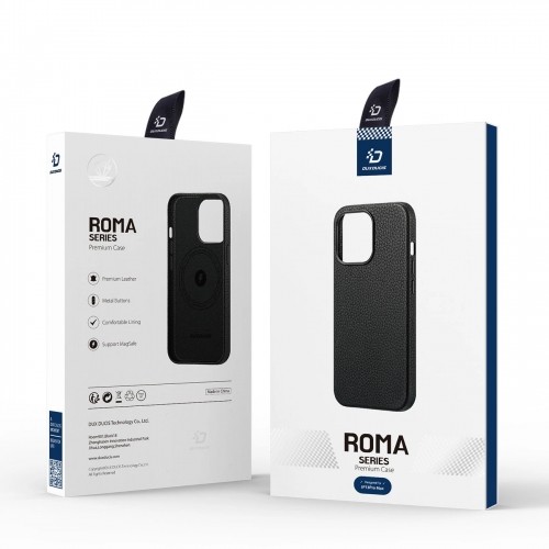 Dux Ducis Roma leather case for iPhone 13 Pro Max elegant genuine leather black case image 5