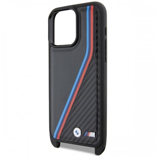 BMW BMHCP15X23PSVTK iPhone 15 Pro Max 6.7" czarny|black hardcase M Edition Carbon Tricolor Lines & Strap image 5