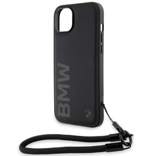 BMW BMHCP15M23RMRLK iPhone 15 Plus | 14 Plus 6.7" czarny|black hardcase Signature Leather Wordmark Cord image 5