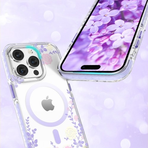 Kingxbar Flora Series magnetic case for iPhone 14 MagSafe decorated with peony flowers print image 5