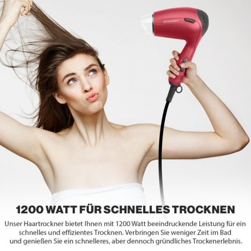 Bomann travel hair dryer HTD8005CB metallic/red image 5