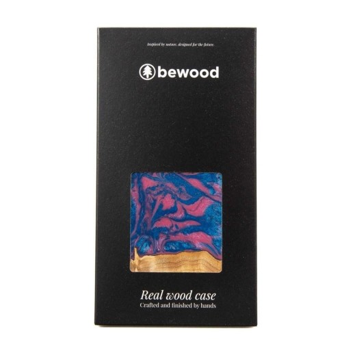 Wood and resin case for iPhone 15 Pro Bewood Unique Vegas - pink and blue image 5