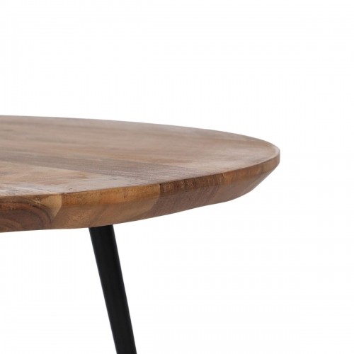 Bigbuy Home Набор из двух столиков Чёрный Натуральный Металл Железо древесина акации 70 x 70 x 40 cm (2 штук) image 5