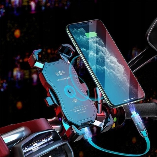 MOTORBIKE PHONE HOLDER FREEDCONN MC1W WITH INDUCTIVE CHARGER + BM2R HEAD TUBE ATTACHMENT image 5