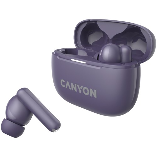 CANYON OnGo TWS-10 ANC+ENC, Bluetooth Headset, microphone, BT v5.3 BT8922F, Frequence Response:20Hz-20kHz, battery Earbud 40mAh*2+Charging case 500mAH, type-C cable length 24cm,size 63.97*47.47*26.5mm 42.5g, Purple image 5