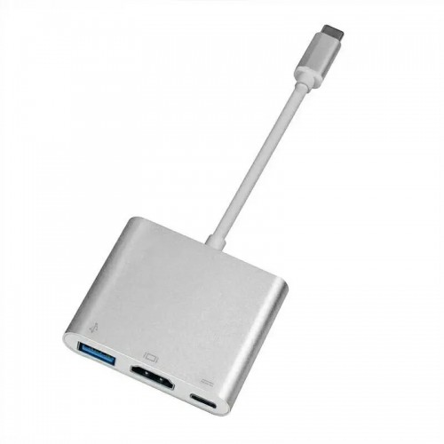 iLike HD1 3in1 USB-C (Type-C) Плагин на HDMI 4K / USB 3.0 / USB-C Женский аудио- и видеокабельный адаптер Серебристый (OEM) image 5
