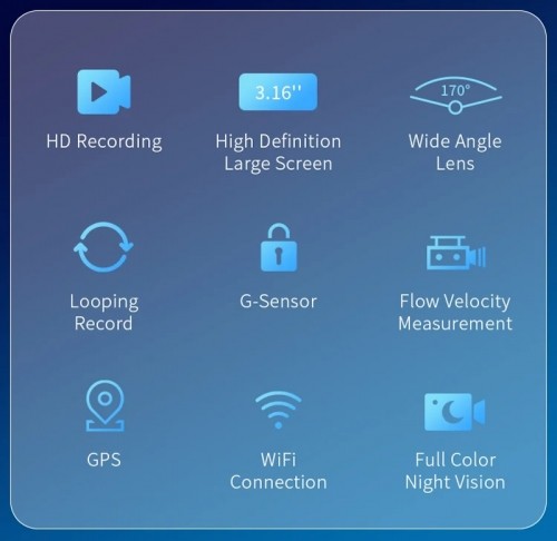 iWear GT7 Duāls Auto Video reģistrātors DVR kamera HD priekšpusē + aizmugurē 480p G-Sensor GPS Wi-Fi 3.16'' LCD Melns image 5