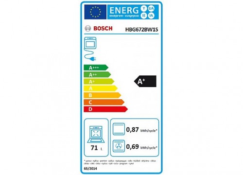 Bosch cepeškrāsns, Serie 8, 71 l, 4D, balta / HBG672BW1S image 2