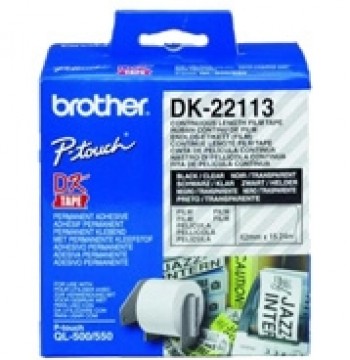 Brother DK-22113 Līmplēve, melns uz caurspīdīga 62mm*15.24m