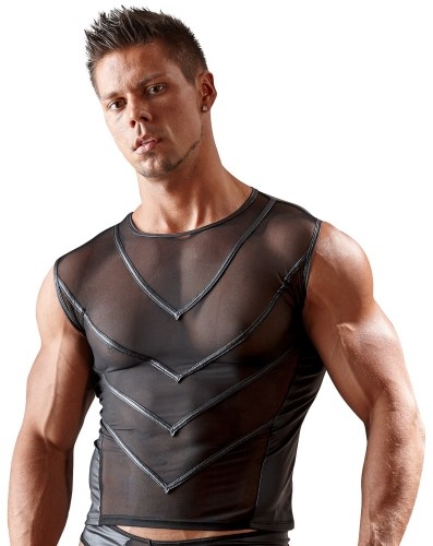 Svenjoyment melns caurspīdīgs bezpiedurkņu krekls [ XL ] image 1