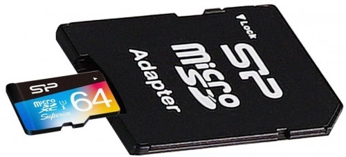 Silicon Power atmiņas karte microSDXC 64GB Superior UHS-I U1 + adapteris image 1