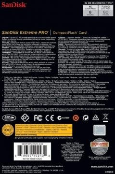 Sandisk atmiņas karte CF 32GB ExtremePro 160MB/s