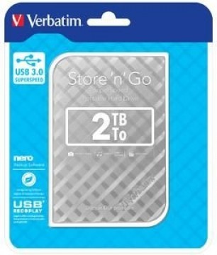 External HDD Verbatim Store & Go GEN 2, 2.5inch, 2TB, USB 3.0, Silver