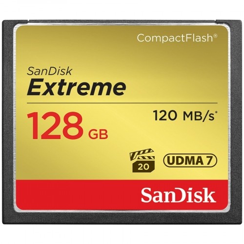 SanDisk Extreme CompactFlash CF 128Gb up to up to 120 / 80 MB/s, Video Speed: VPG-20 image 1