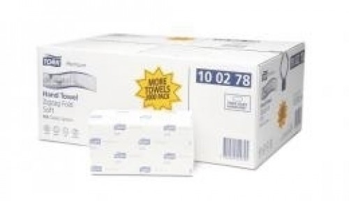 Papīra salvetes Tork 100278 Singlefold Soft Premium H3, 2 slāņi, baltas, 200 salvetes, 15 paciņas image 1