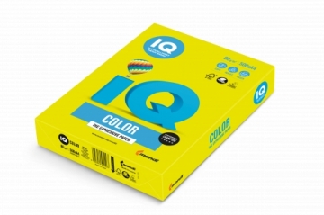 Krāsains papīrs IQ A4 80g, 500 loksnes, NEOGB Neon Yellow