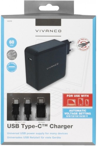 Vivanco USB-C charger + cable 60W (34316) image 1